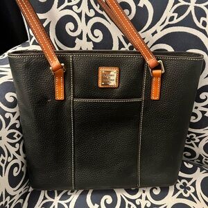 Dooney & Bourke Black and Brown Leather Tote
